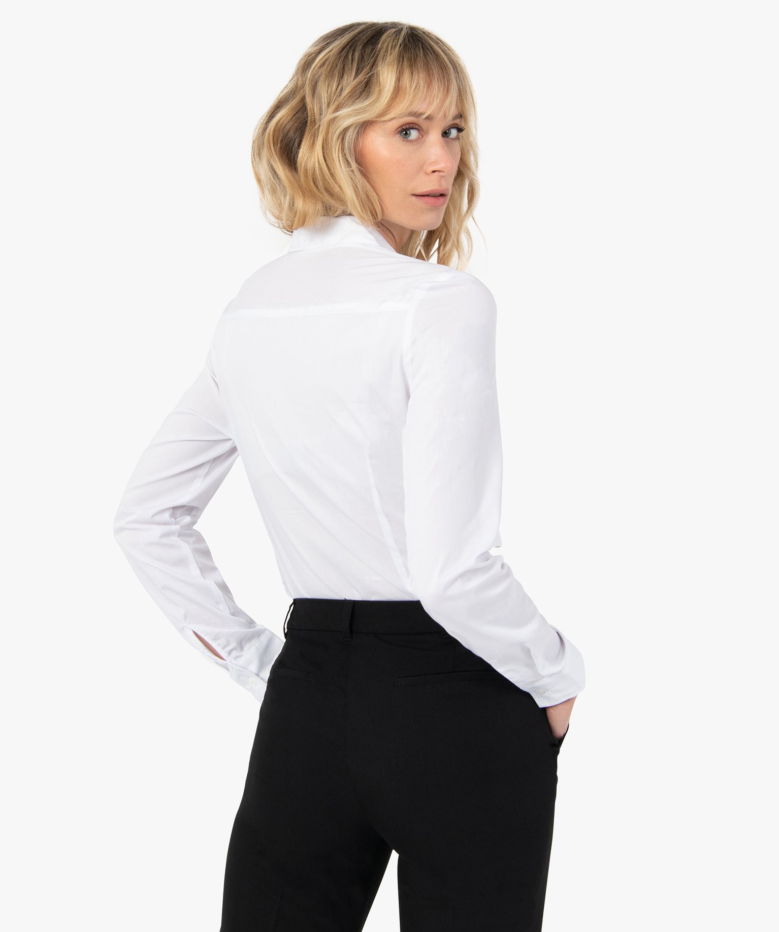 Chemise femme cintrée à manches longues blanc | GEMO