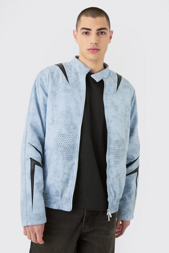 Moto-Jacke aus Wildleder-Imitat
