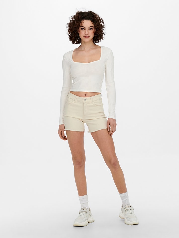 ONLY Jeans-Shorts in Creme günstig kaufen