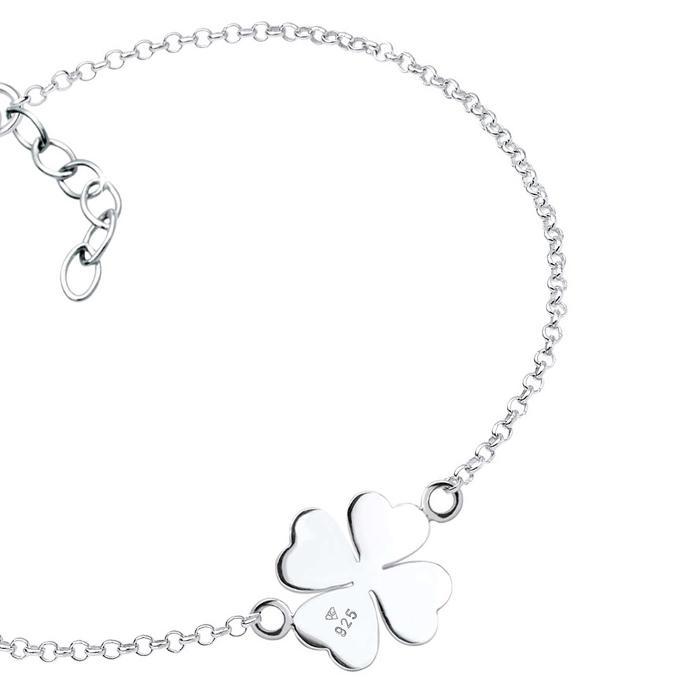 Elli Elli Bracelet Femmes Trèfle à Quatre Feuilles Symbole de Chance en Argent Sterlin Bracelet