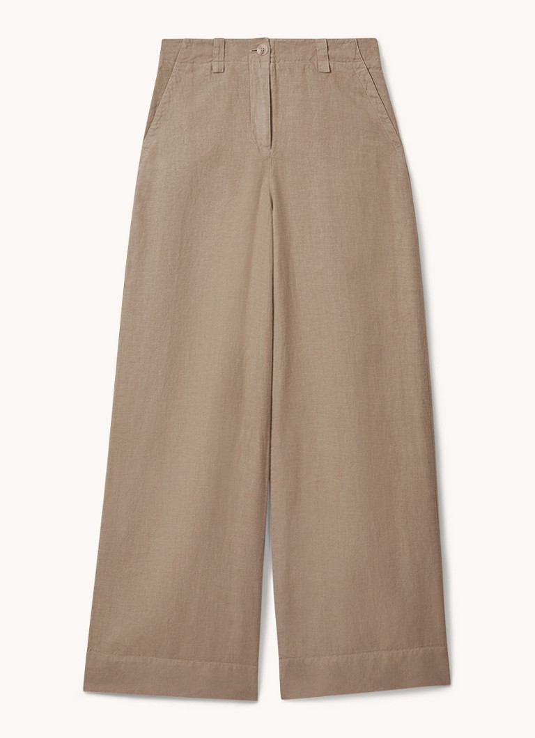 Pantaloni Reiss din in, cu talie medie și croială lată pe picioare.