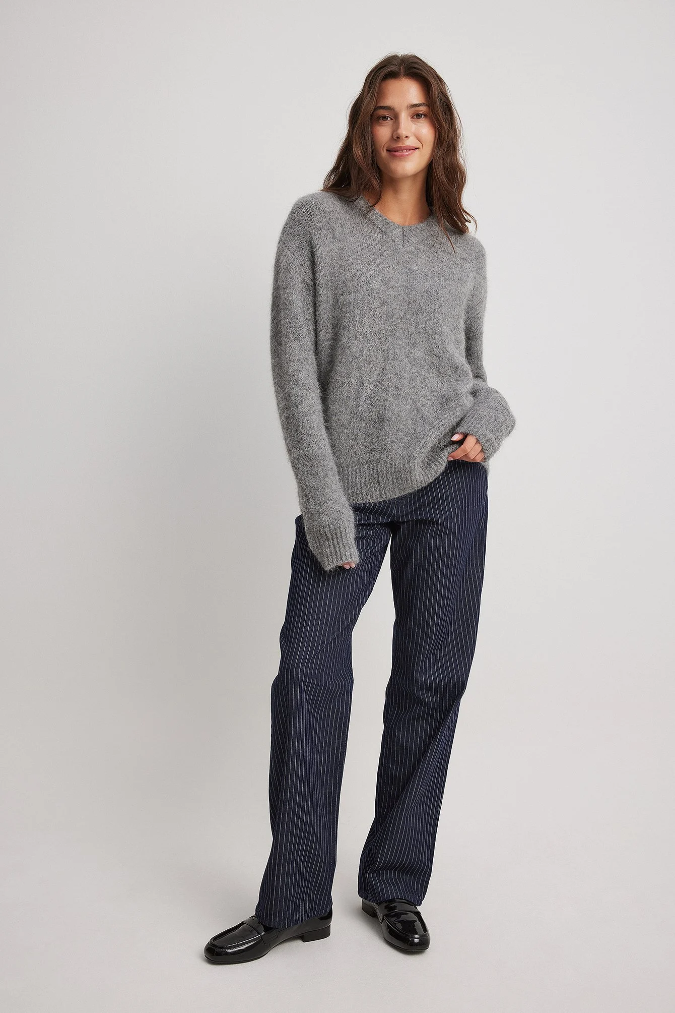 Pullover mit V-Ausschnitt aus Wollmischung
