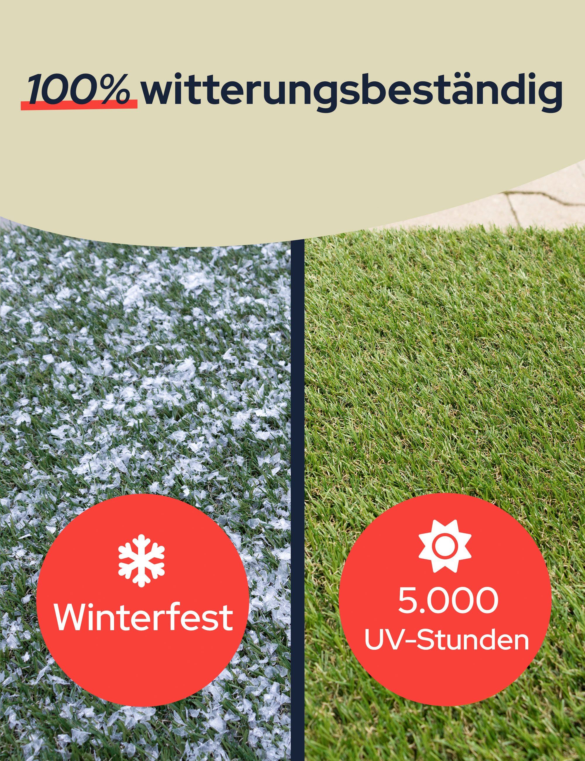 Kunstrasen COLORADO, Primaflor-Ideen in Textil, rechteckig, Höhe: 30 mm, mit Drainagefunktion, ideal für Balkon & Terrasse