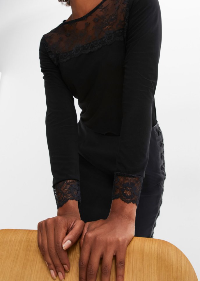 Langarmshirt mit Spitze