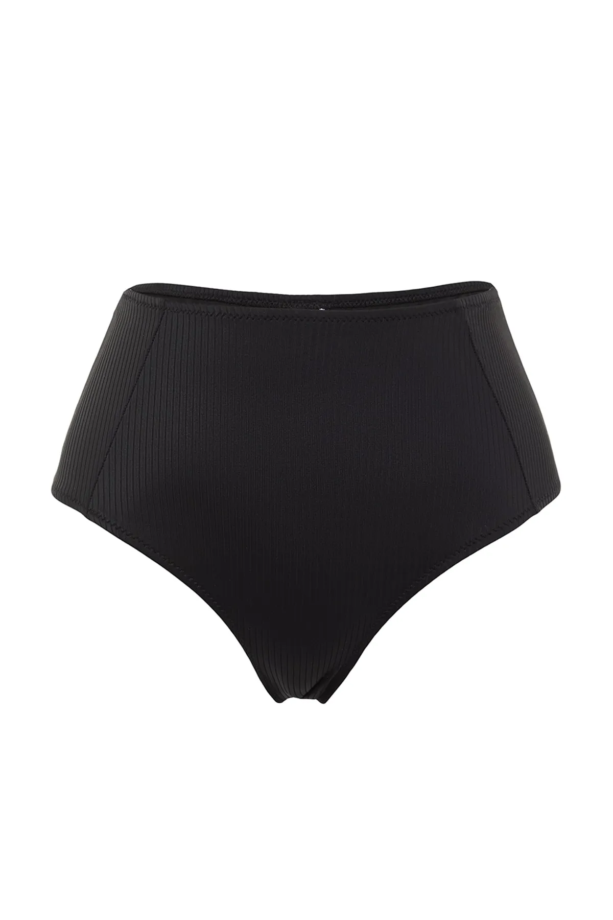 Trendyol Collection  Schwarze strukturierte Bikinihose mit hoher Taille und normalem Beinverlauf TBESS22BA0039