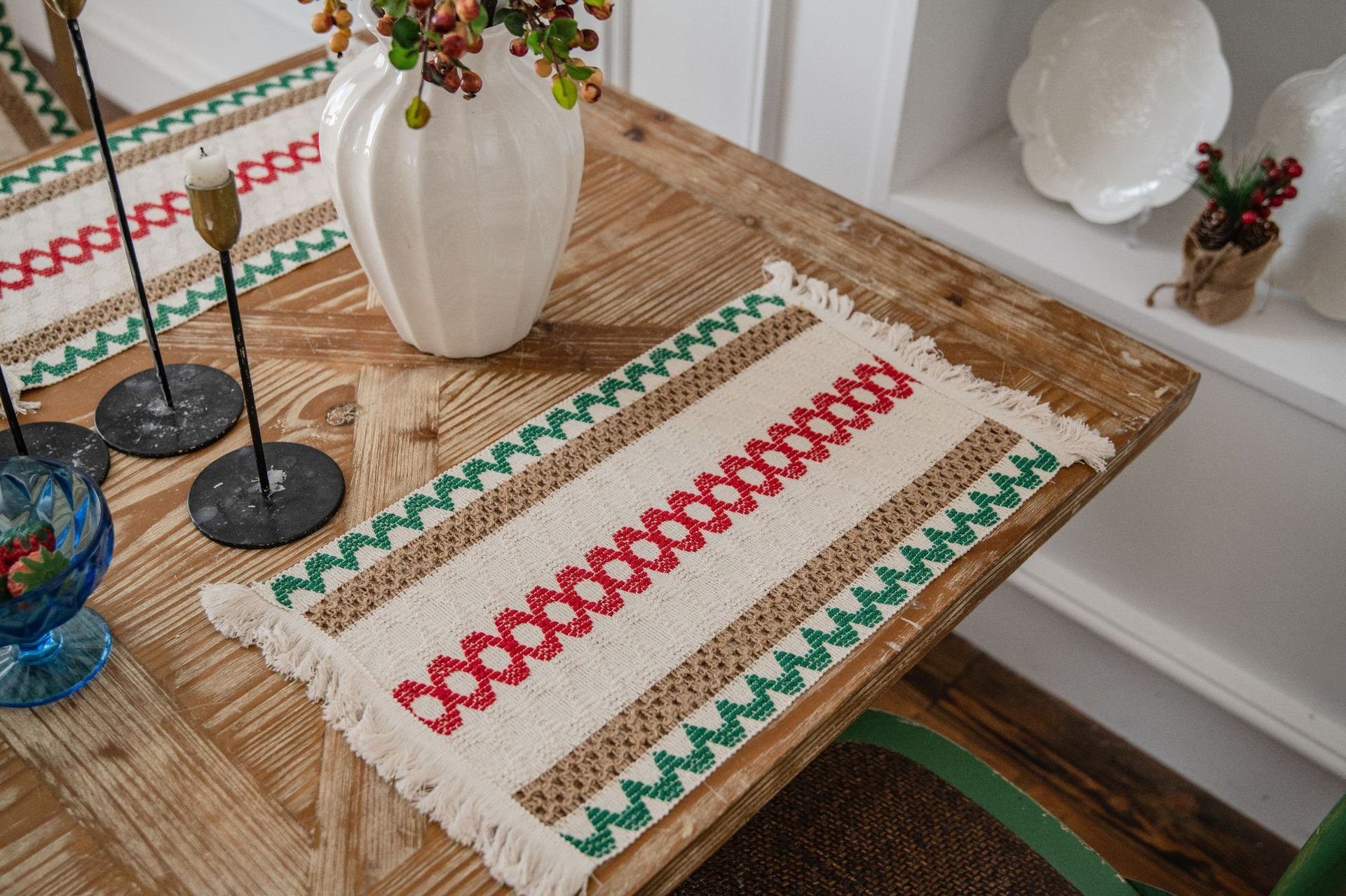 FELIXLEO Tischsitz Tischsets Boho Platzsets mit Quasten handgewebte Baumwolle 4 Stück, (4-tlg)