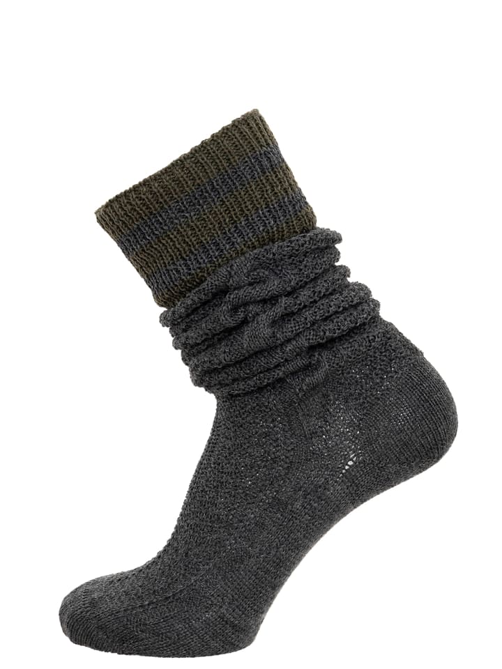 Lusana Strumpf L8995R in dunkelgrau-oliv günstig kaufen