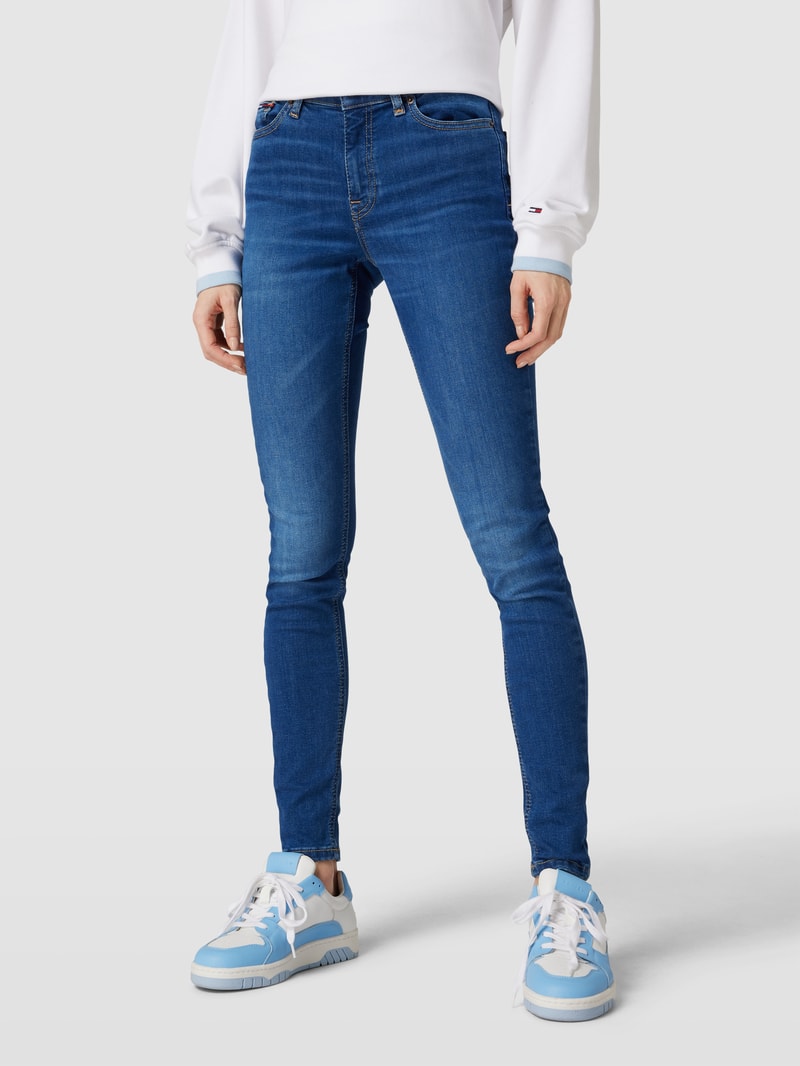 Skinny Fit Jeans mit Label-Details Modell 'NORA' in jeans