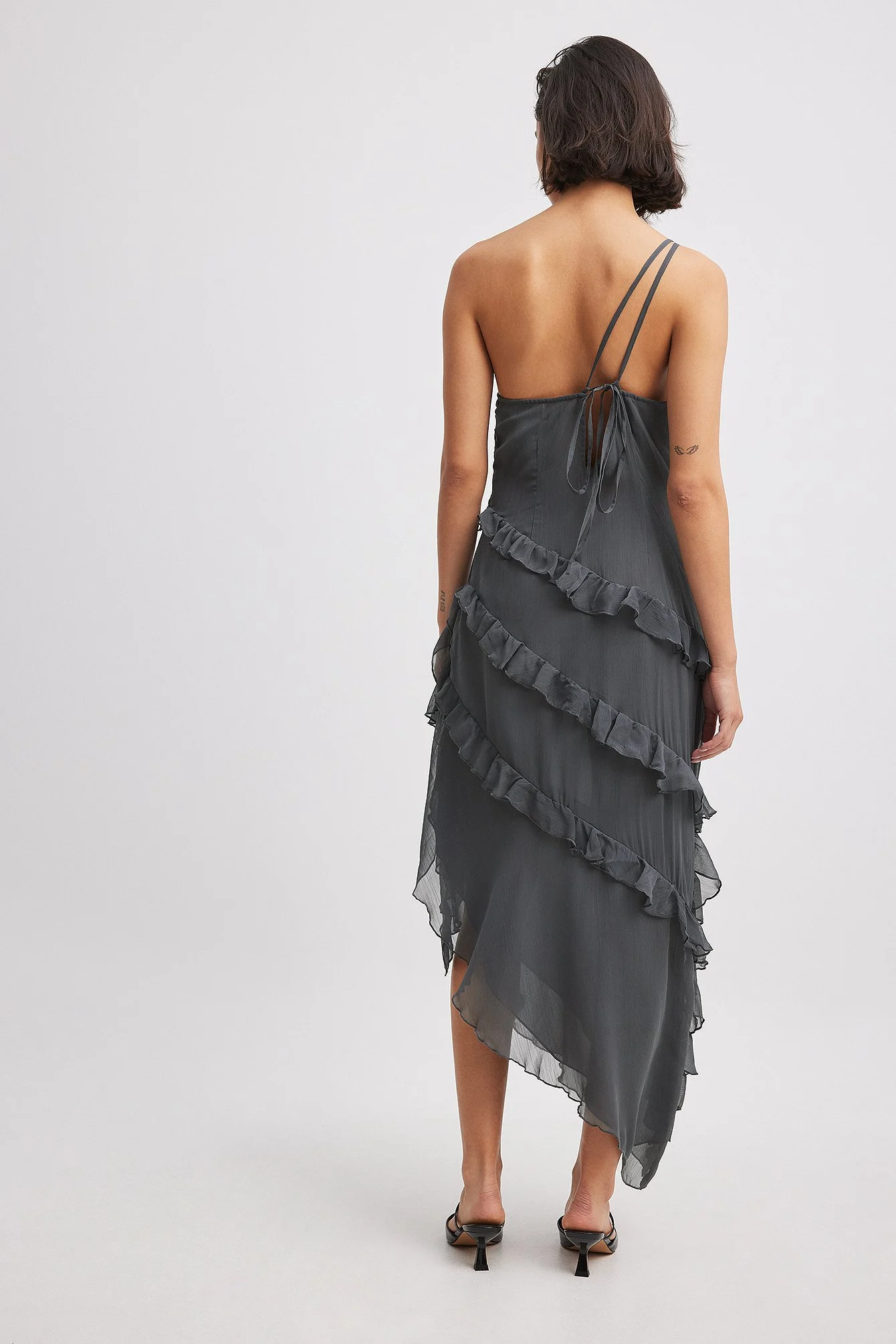 Chiffon-Midikleid mit Rüschen