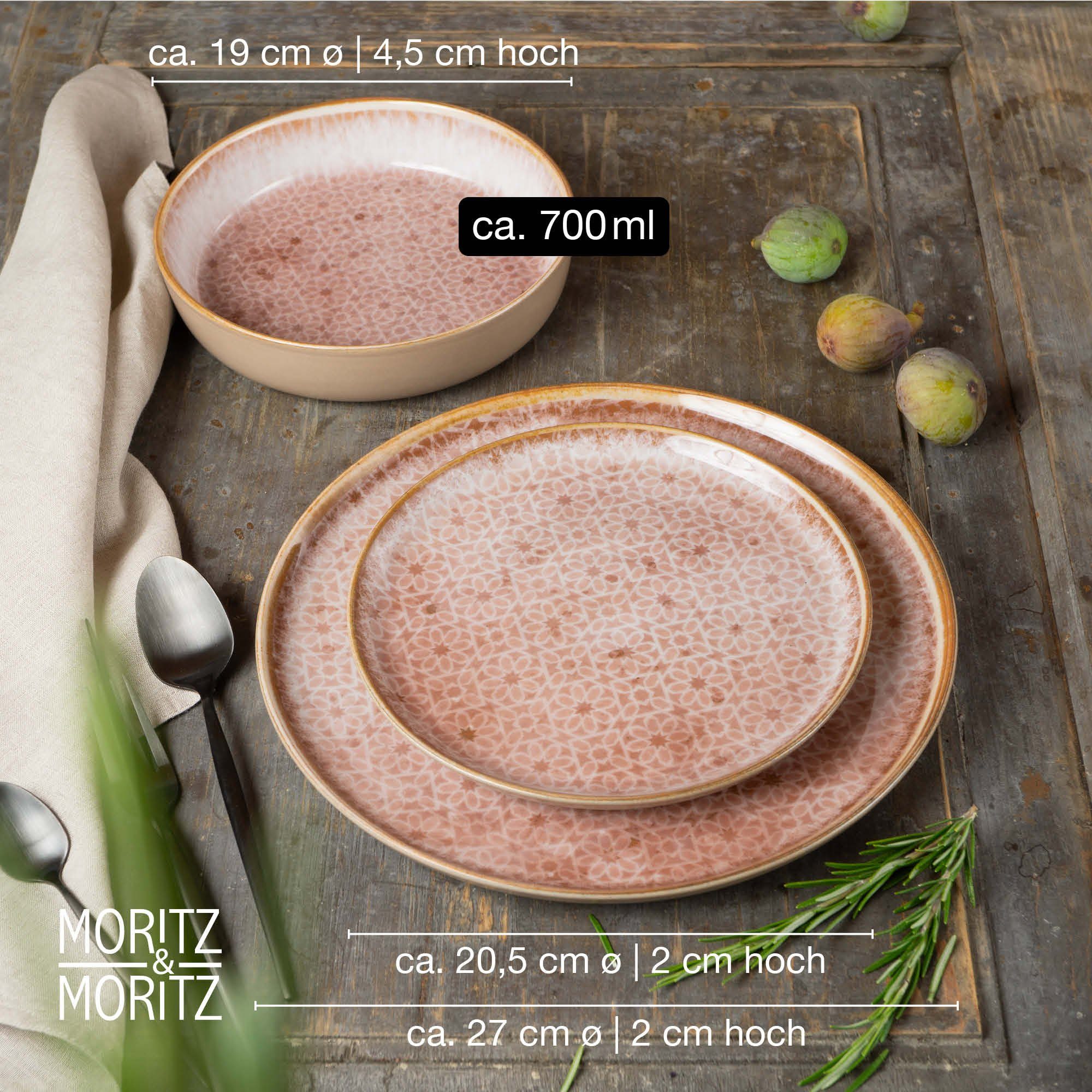 Moritz & Moritz Tafelservice TERRA Geschirrset Rosa (18-tlg), 6 Personen, Kombigeschirr für 6 Personen