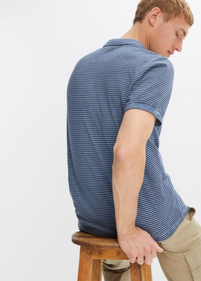 Poloshirt in gewaschener Optik, Kurzarm