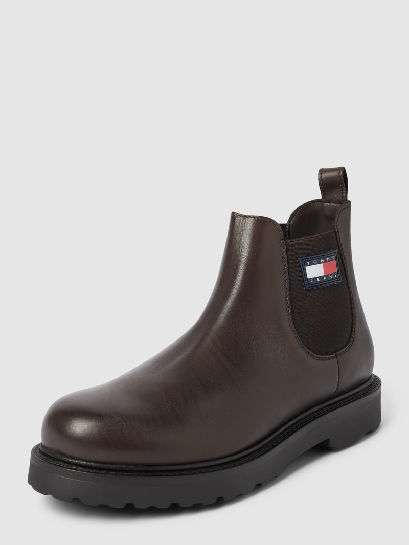 Chelsea Boots mit Label-Detail Modell 'NAPA LEATHER' in dunkelbraun