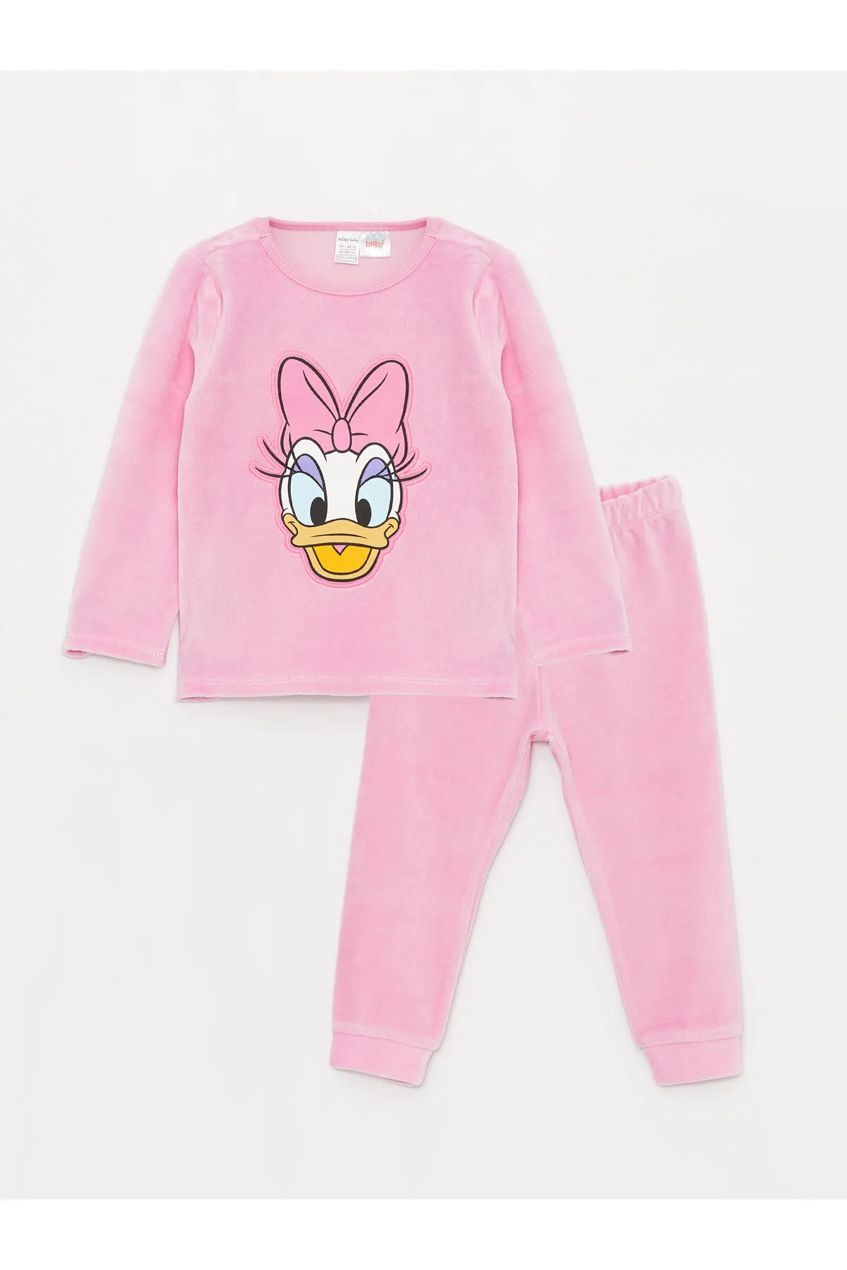 LC Waikiki  Langarm-Pyjama-Set für Babys mit Rundhalsausschnitt und Gänseblümchen-Enten-Aufdruck