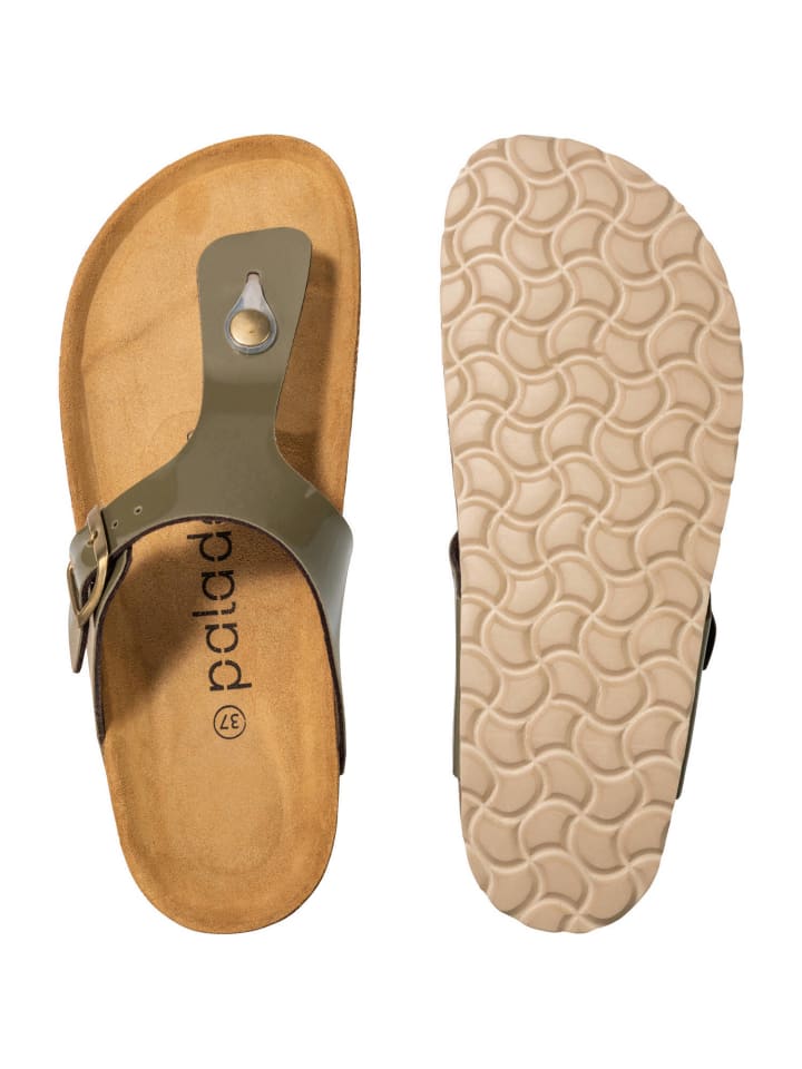 palado Zehentrenner in Lack Khaki günstig kaufen