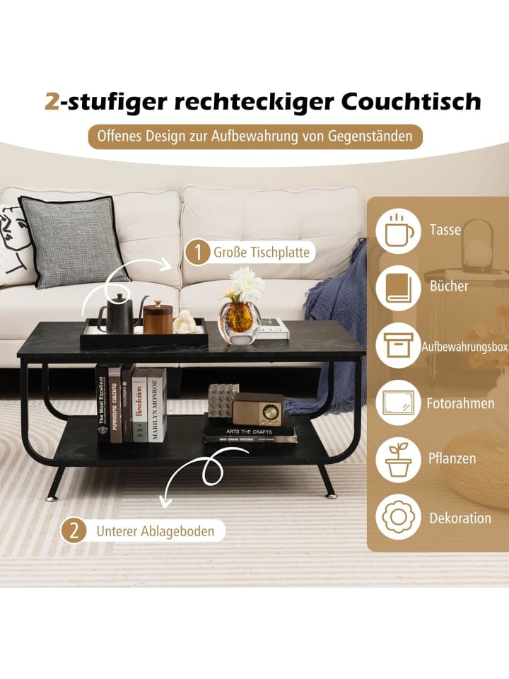 COSTWAY Couchtisch in Schwarz günstig kaufen 55 cm