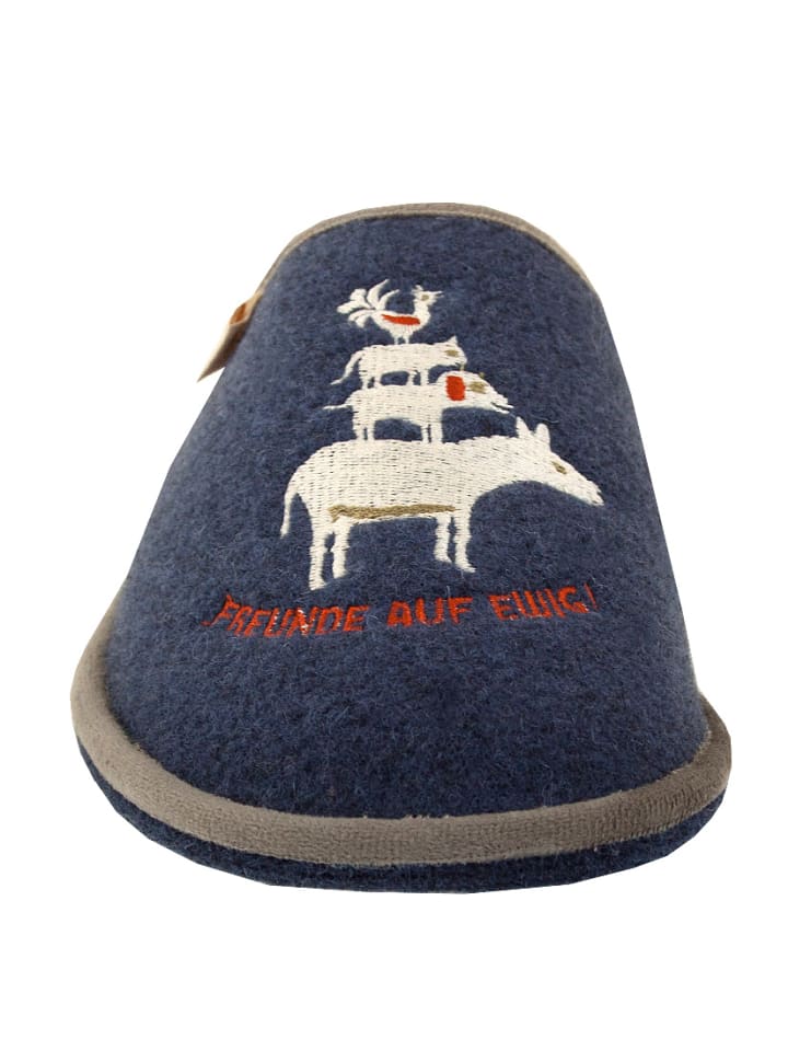 Adelheid Filzpantoffel Freunde auf ewig in Blau günstig kaufen