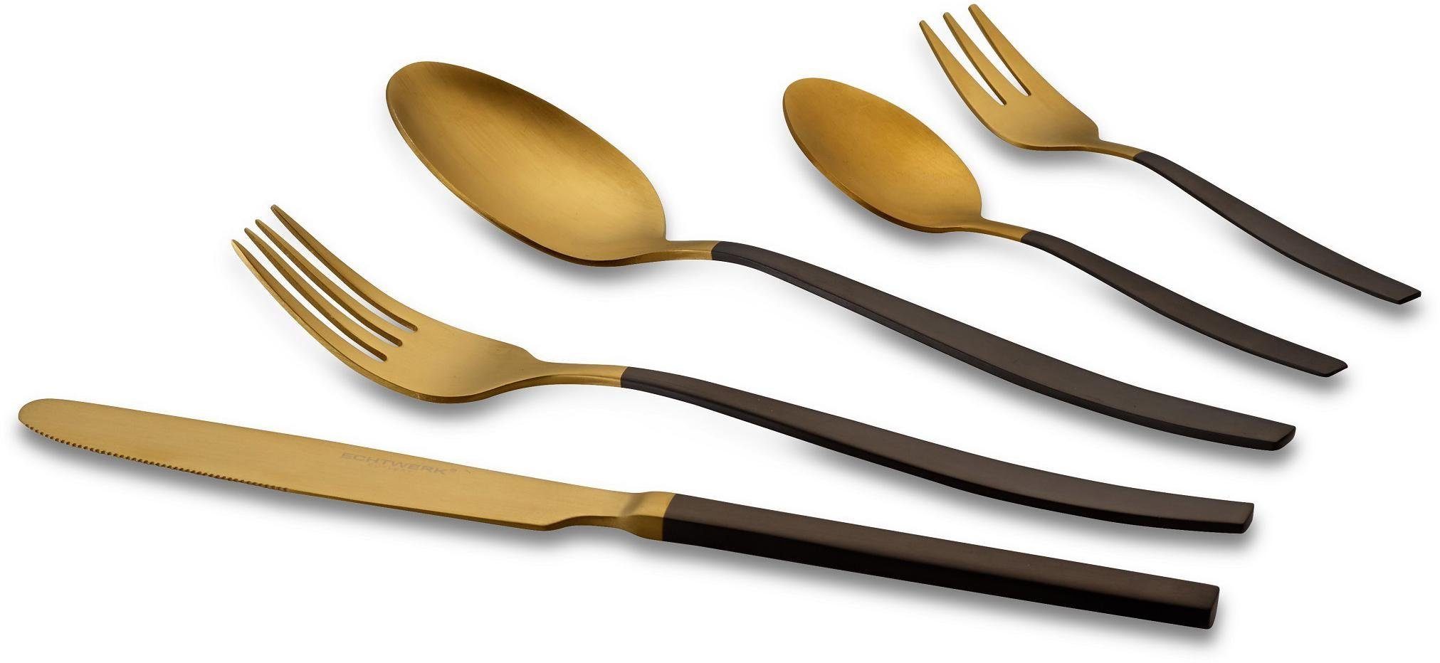 ECHTWERK Besteck-Set Positano Due, Edelstahl 18/10, zweifarbig, (PVD-beschichtet), Kopf gold mattiert