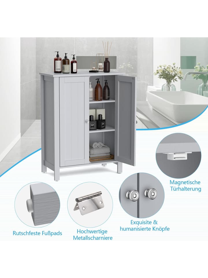 COSTWAY Badezimmerschrank 60 x 30 x 80,5 cm in Grau günstig kaufen onesize