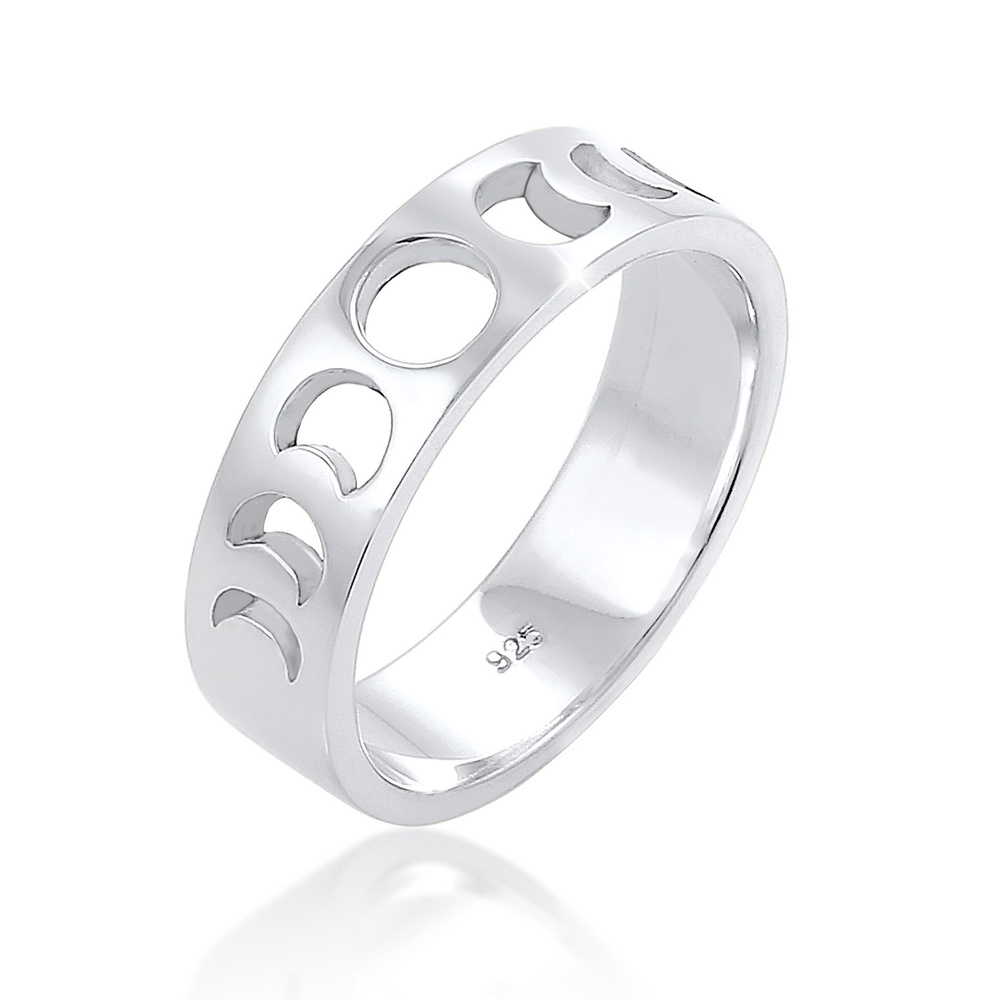 Elli Elli Bague bague pour dames phases de la lune demi-lune look astro en 925/1000 ar Bague