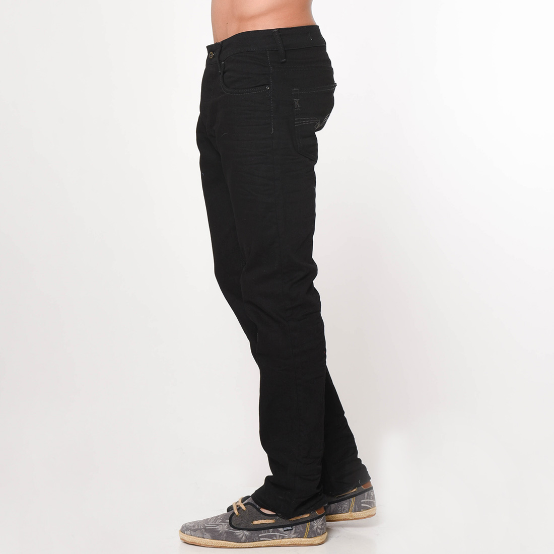 AMBRR  Jeans classique noir - coupe regular