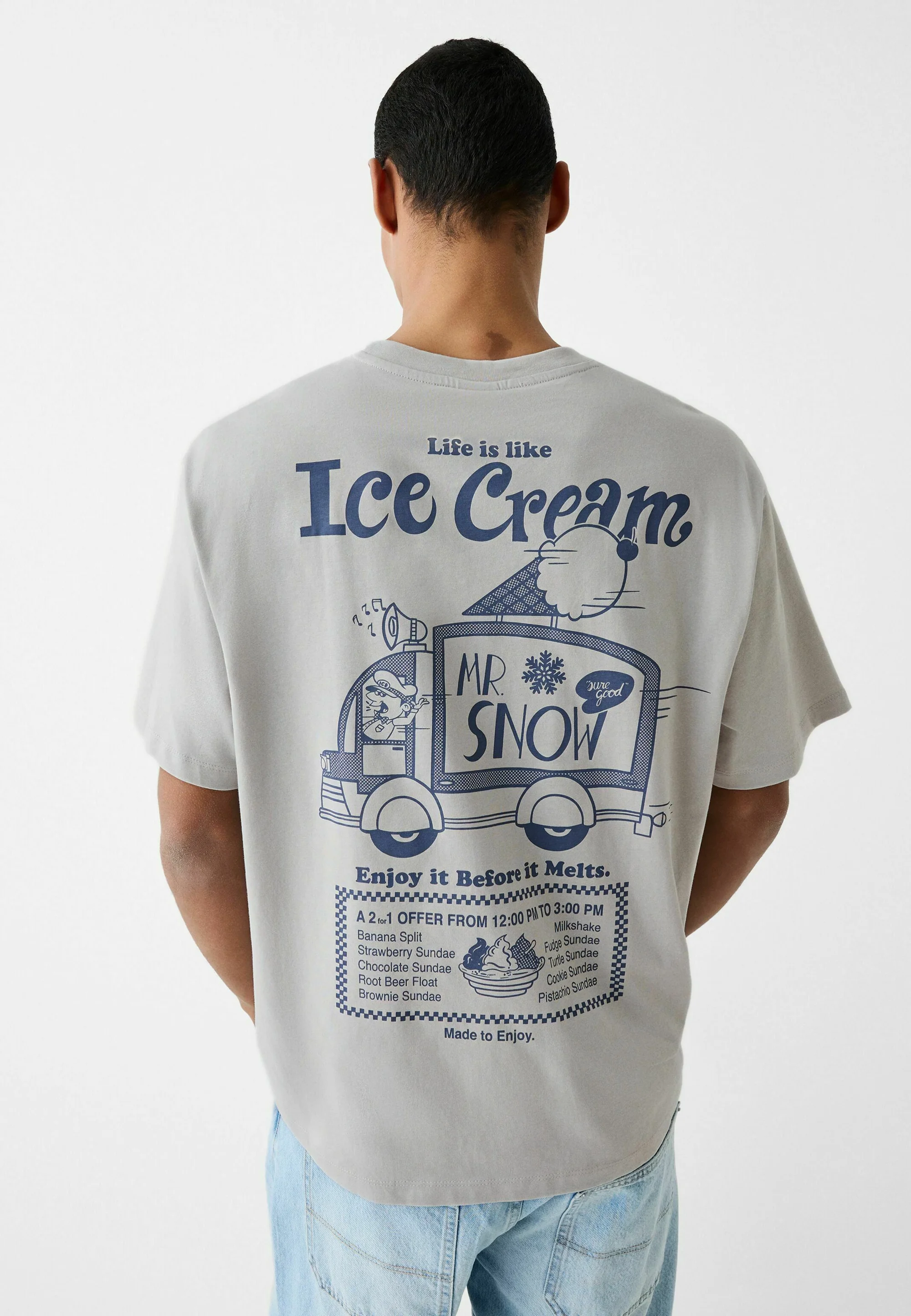 Bershka BOXY DE MANGA CORTA - Camiseta con estampado