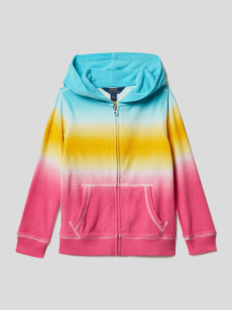Sweatjacke mit changierendem Kontrast in helltürkis