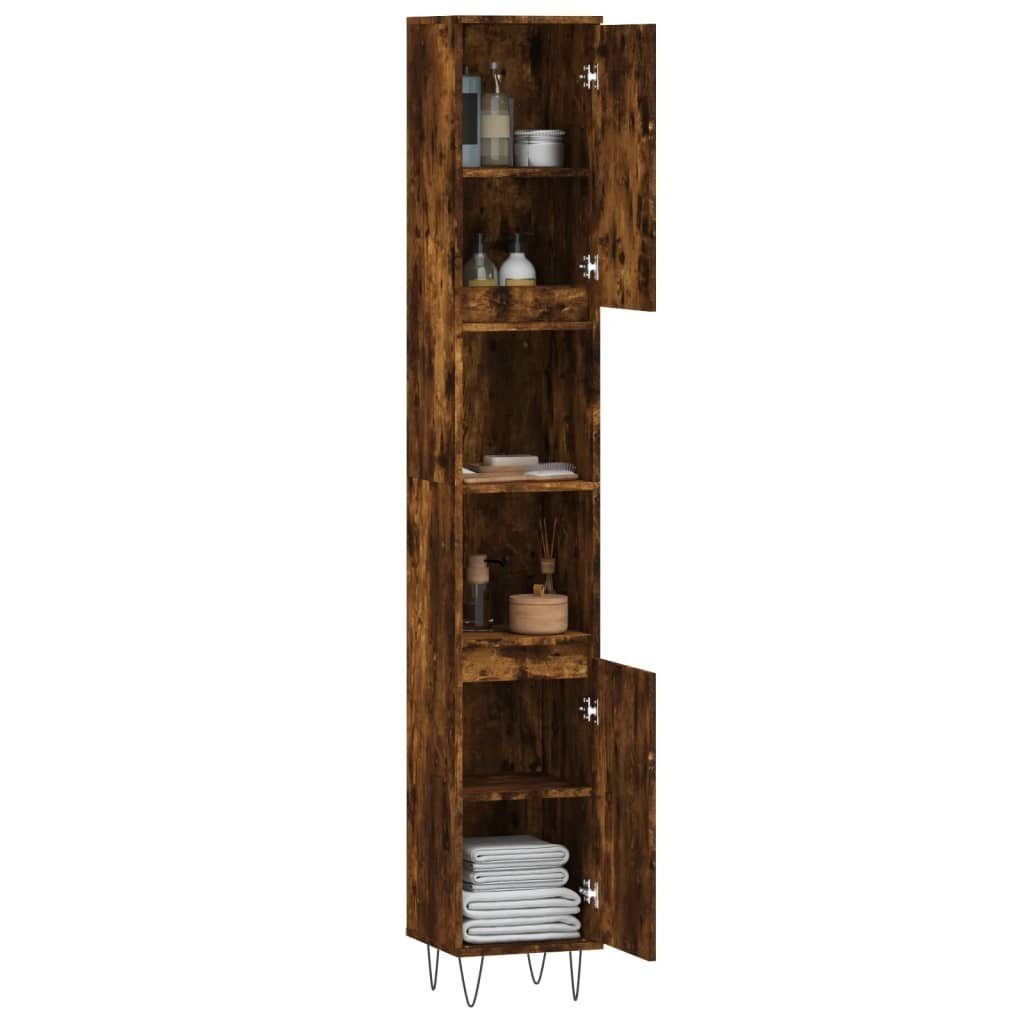 vidaXL Badezimmerspiegelschrank Badschrank Räuchereiche 30x30x190 cm Holzwerkstoff (1-St)