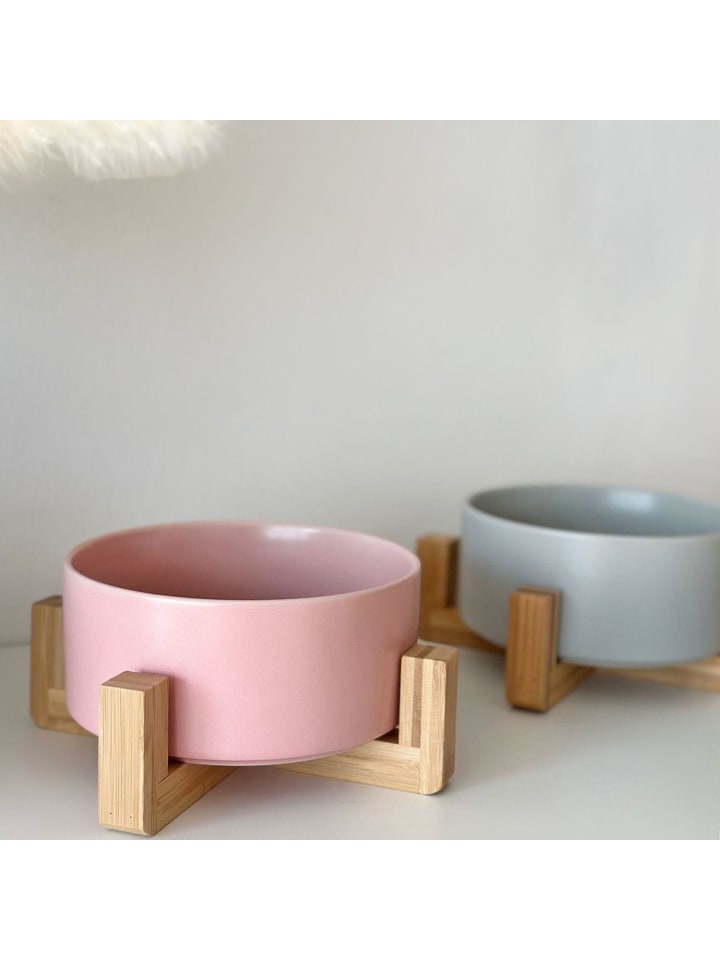 Intirilife Futternapf aus Keramik mit Gestell in Pink günstig kaufen onesize