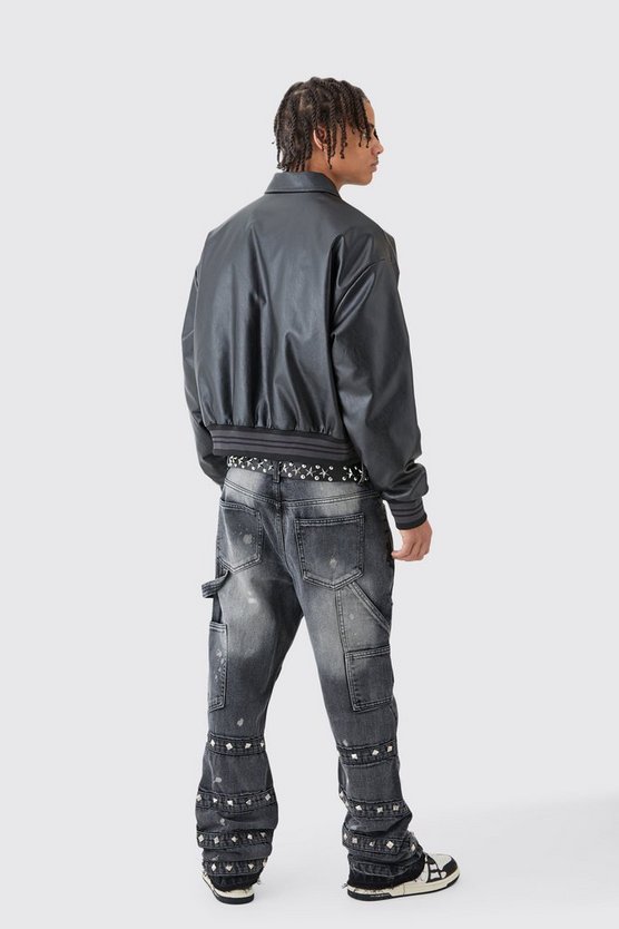 Tall Slim-Fit Schlagjeans mit verziertem Detail