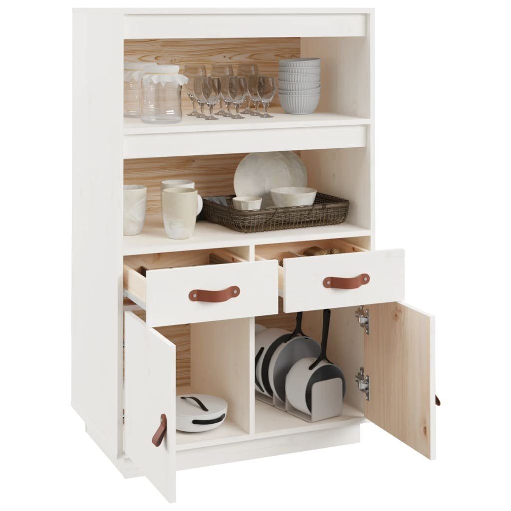 vidaXL Sideboard Highboard Weiß 67x40x108,5 cm Massivholz Kiefer (1 St)