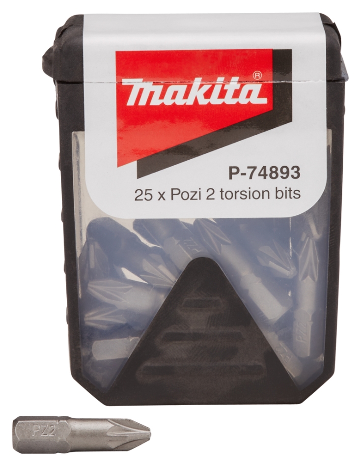 Conjunto de 25 peças de pontas de chave de fenda Makita P-74893 PZ2x25mm