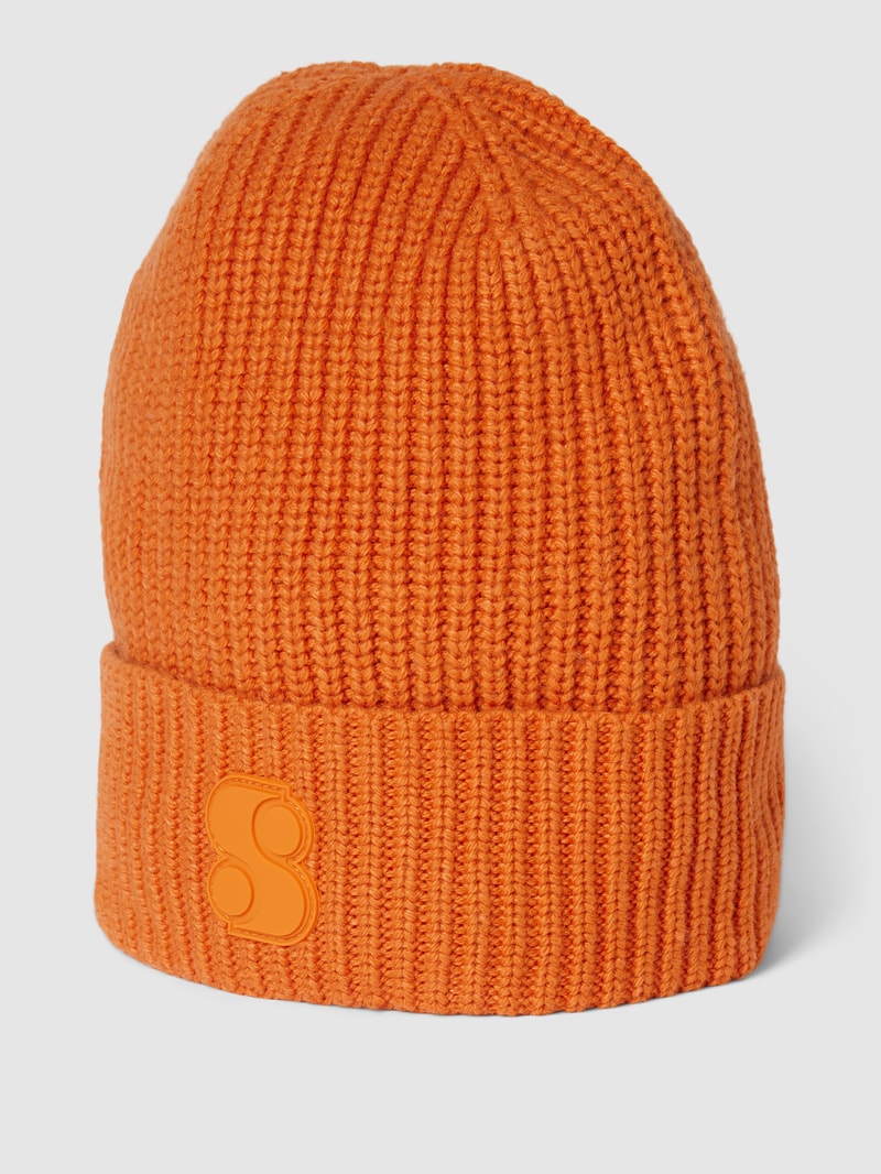 Beanie mit Label-Applikation in orange