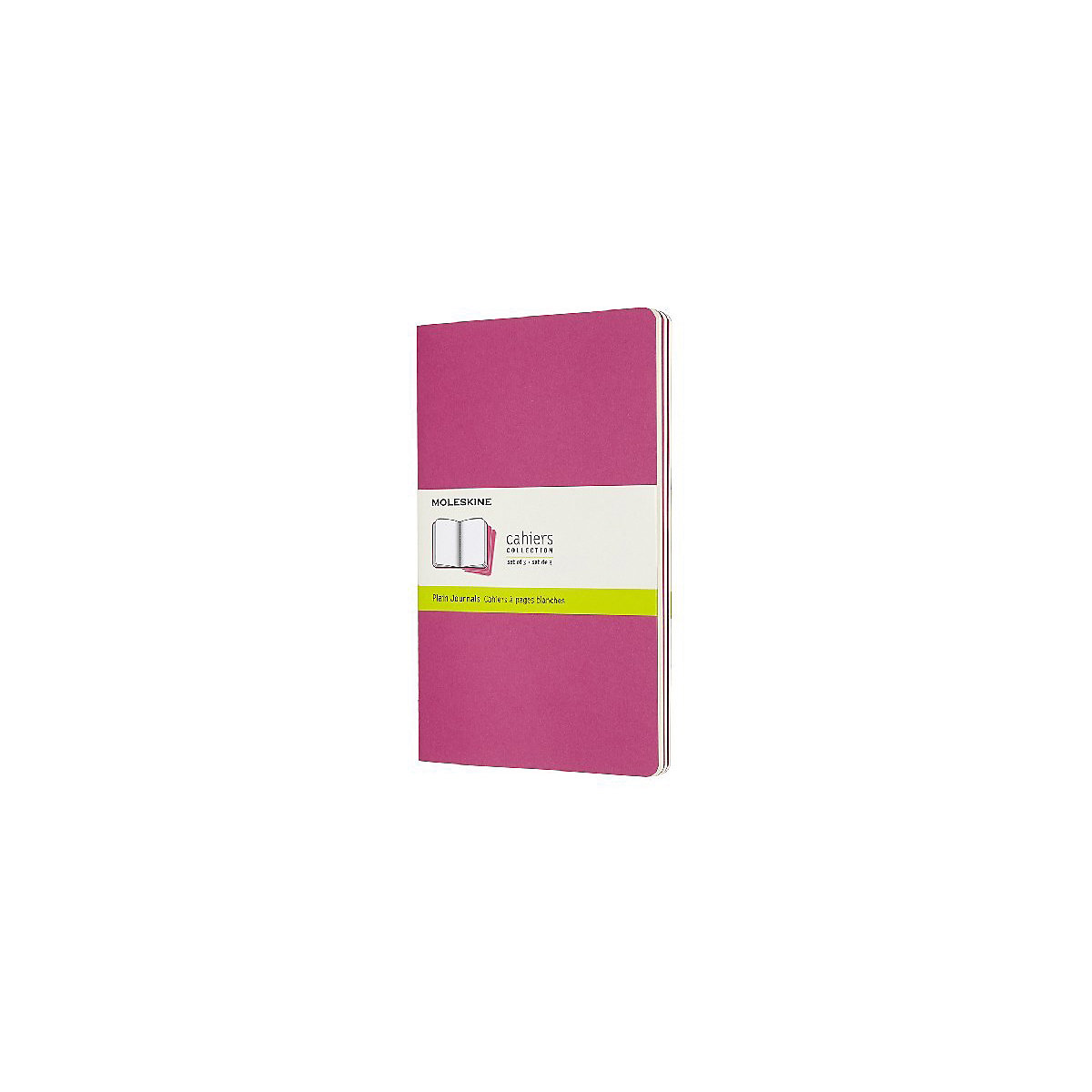 Moleskine Cahier Notizhefte Blanko, Large, A5, Kartoneinband, 3er Set, Kinetisches Pink