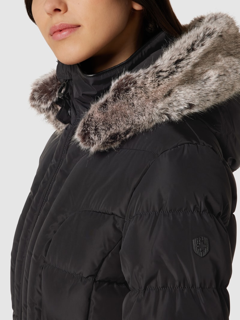 Steppjacke mit Webpelzbesatz Modell 'ASTORIA' in schwarz