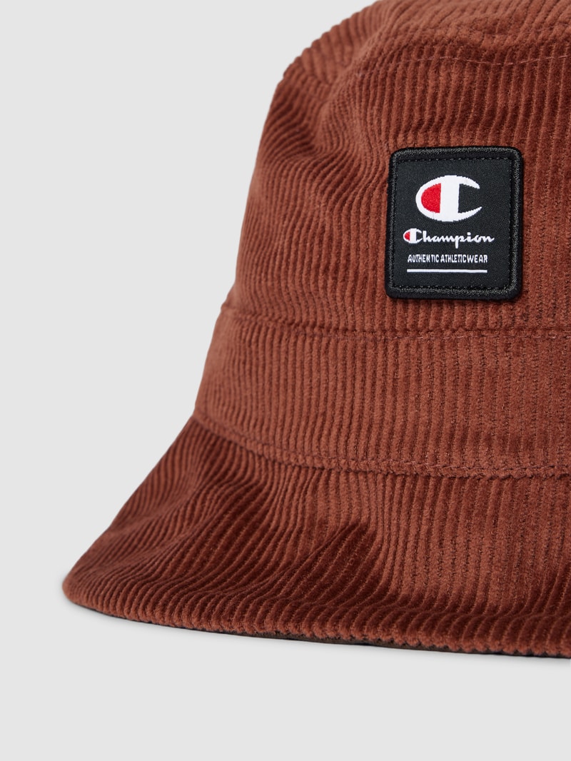 Bucket Hat mit Label-Details in dunkelbraun