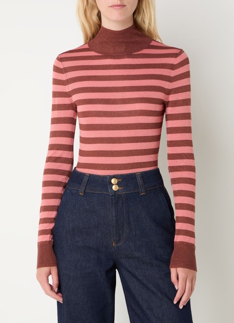 LKBennett Allie long-sleeved shirt with turtleneck and stripe print