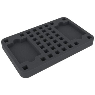 Feldherr Schaumstoffeinlage 25 mm Half-Size Schaumstoff mit 36 quadratischen Ausstanzungen und 2 Kartenfächer