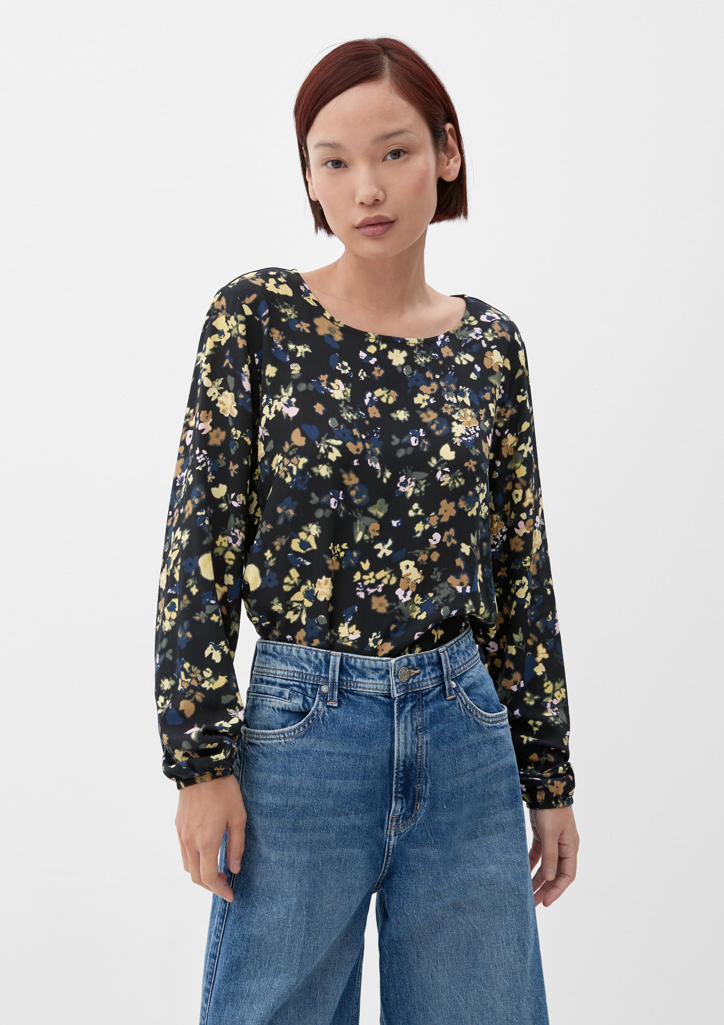 Blusenshirt im Materialmix mit Print  2122526-99A0