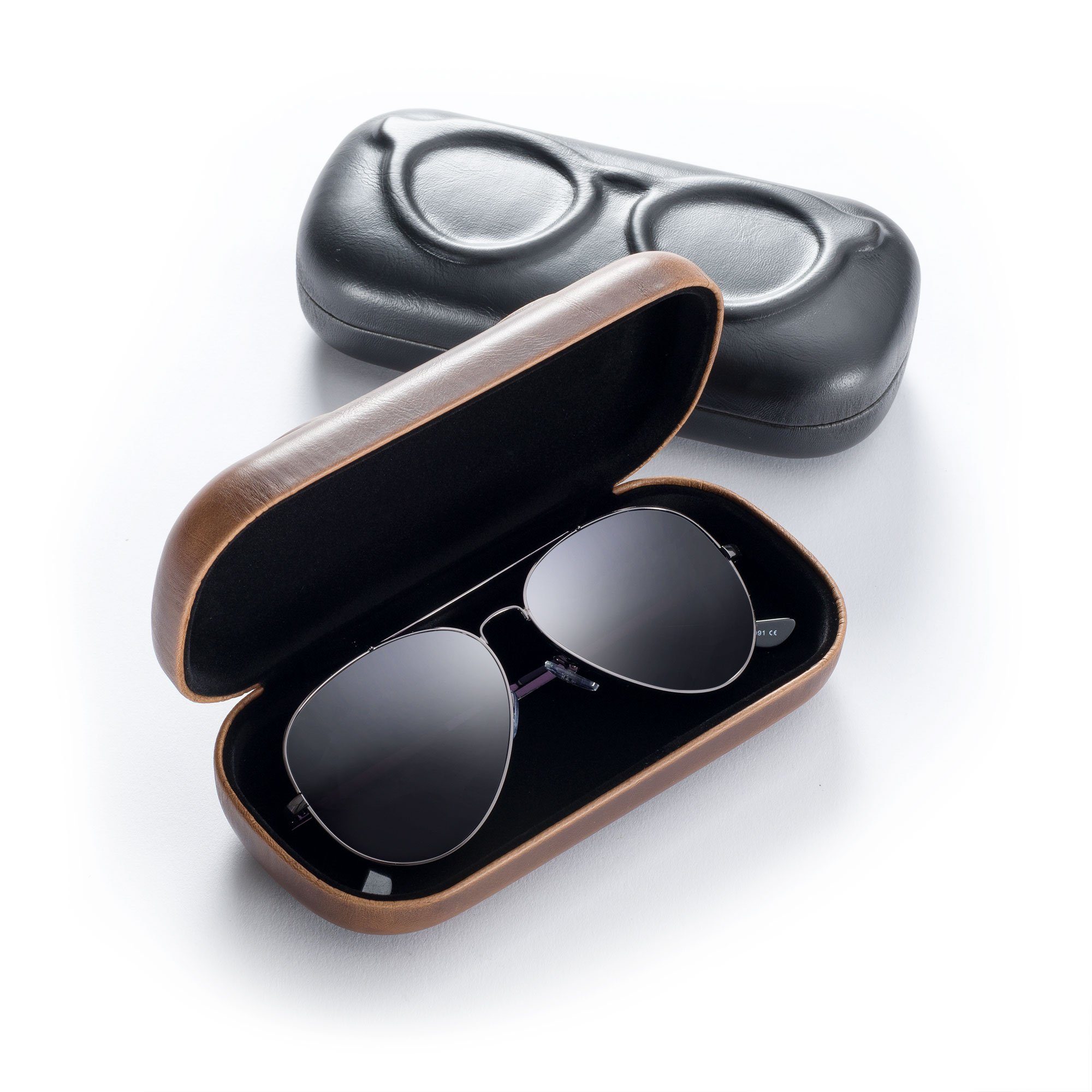 FEFI Brillenetui Hardcase im ausgefallenen Leder-Look, inklusive Mikrofasertuch