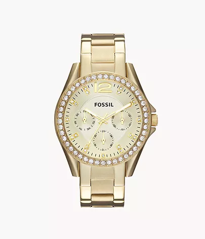Fossil Damenuhr Riley Edelstahl Gold