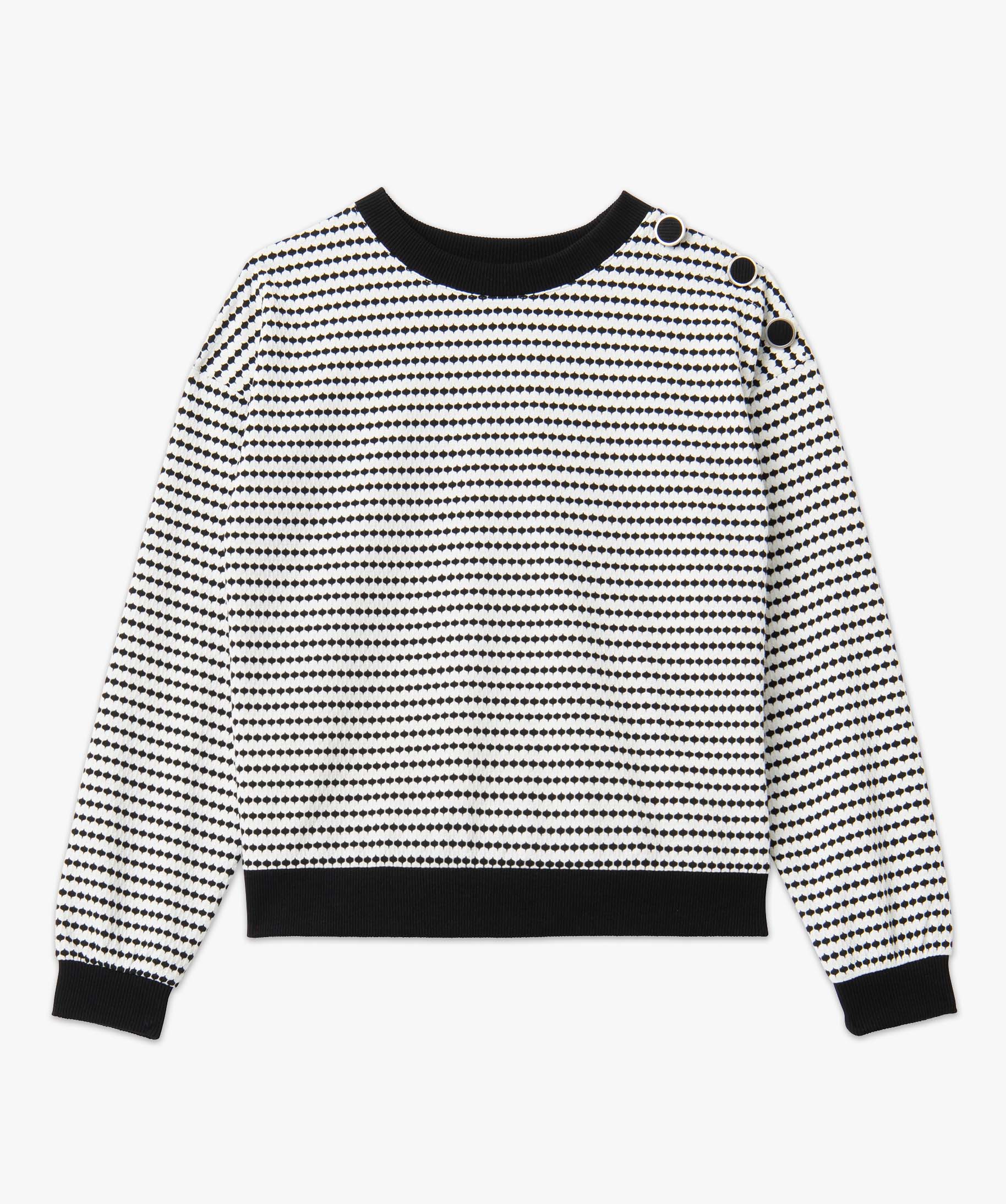 Sweat femme à motifs graphiques avec boutons sur l’épaule ecru | GEMO