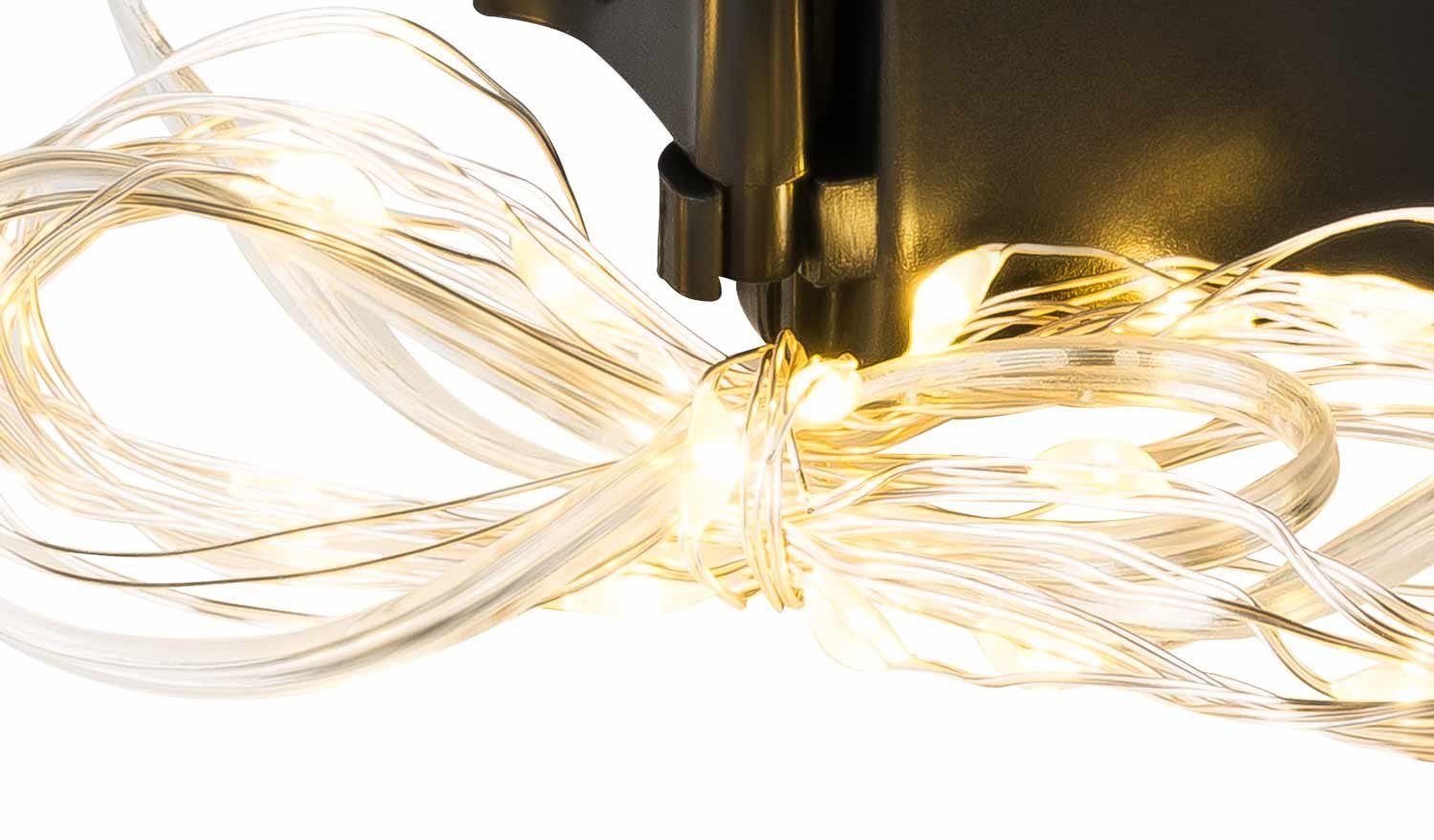 NOOR LIVING LED-Lichterkette ECO LED, Außen Draht silber warmweiß 6/18h Timer 1,9m