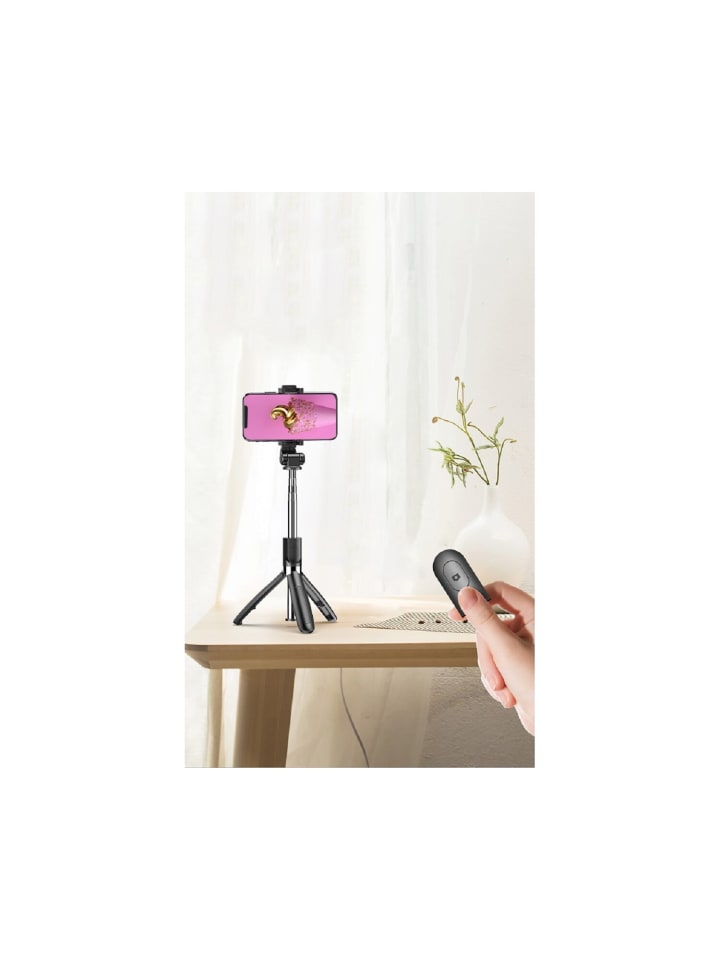 XO XO SS08 Selfie-Stick Handyhalterung und Bluetooth-Stativ 68cm Schwarz in Schwarz günstig kaufen onesize