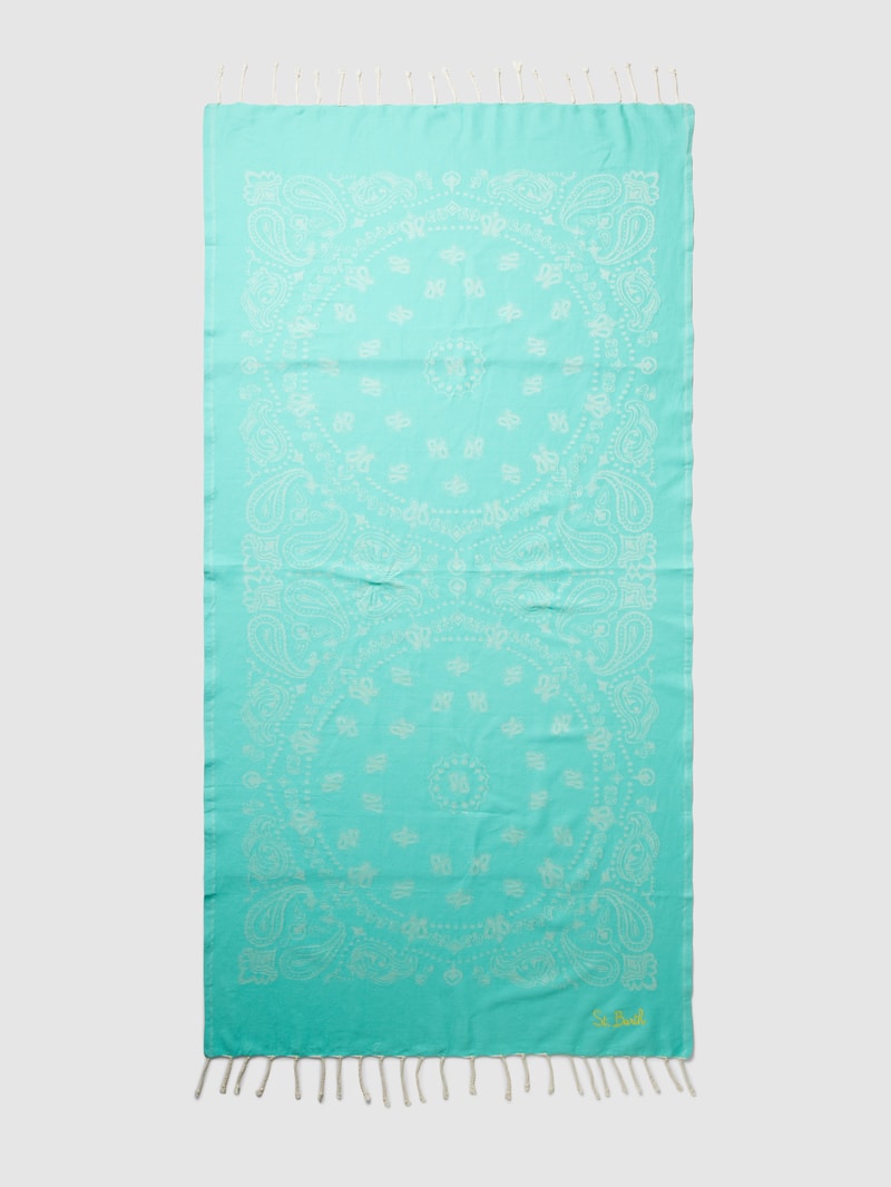 Strandtuch mit Allover-Muster Modell 'FOUTAS' in aqua blau