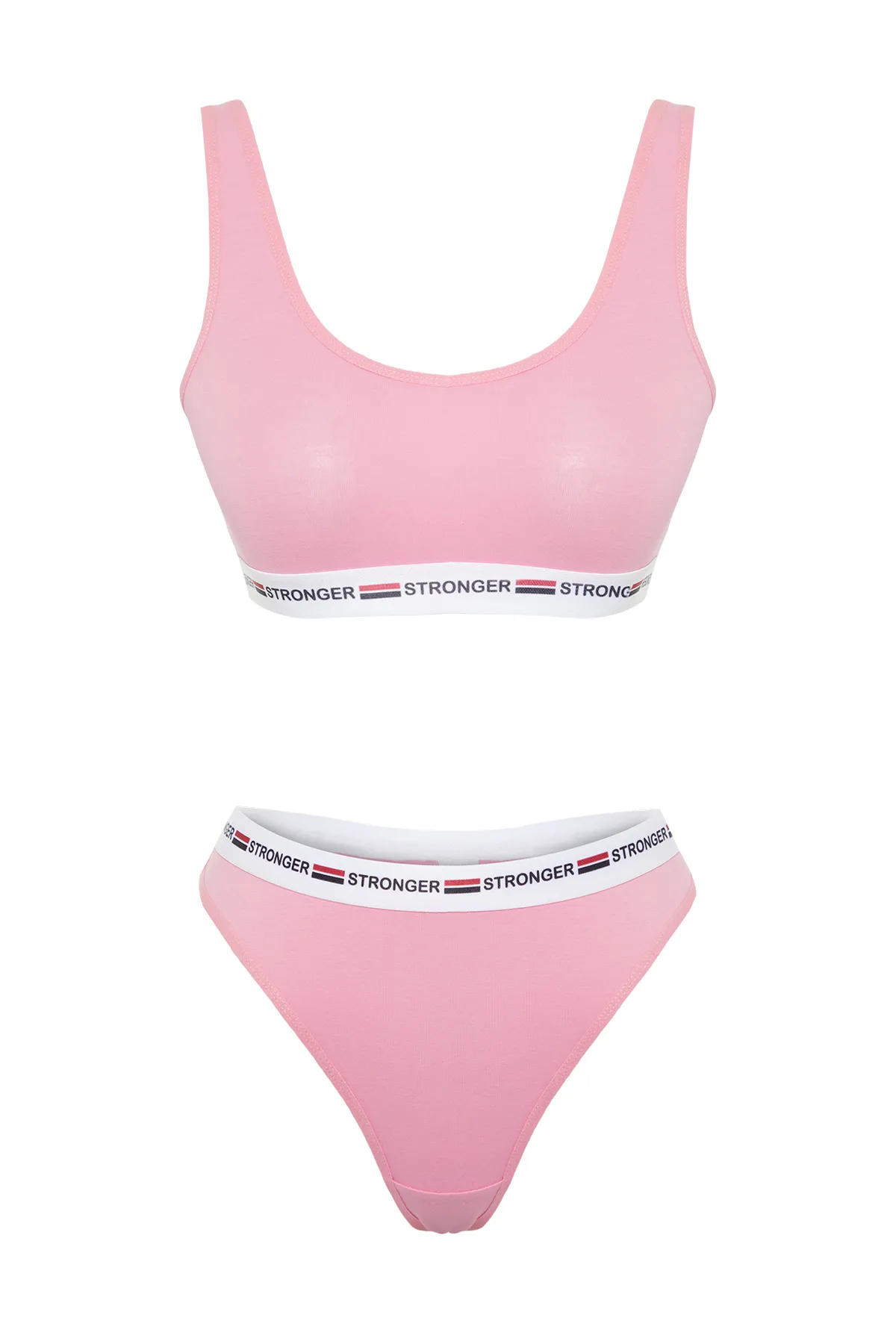 Trendyol Collection  Detailliertes Strick-Dessous-Set ohne Kappe aus rosafarbenem Baumwollgummi THMSS24CC00006