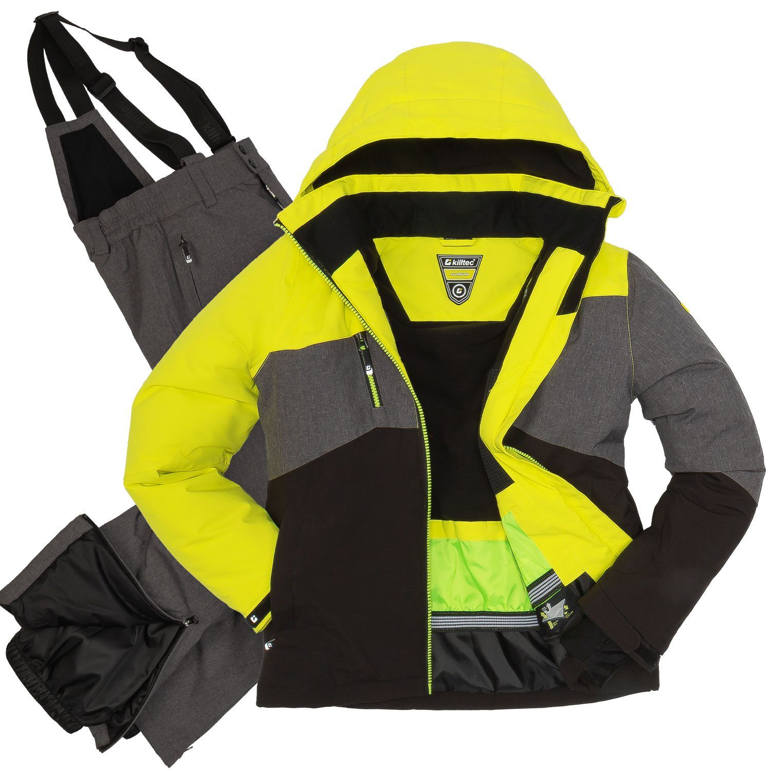 Killtec Skianzug Jungen Kinder Skijacke limette + Skihose grau
