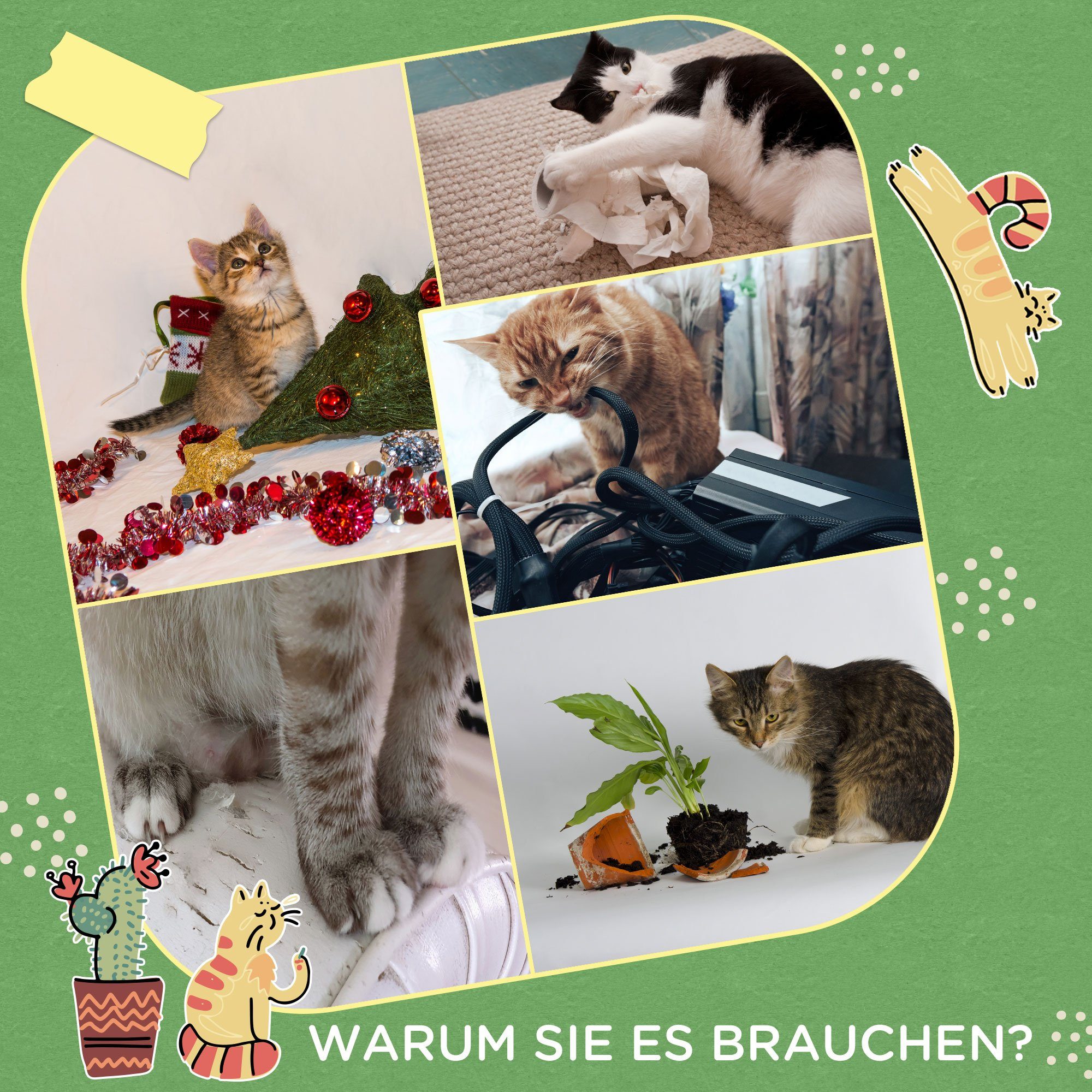 PawHut Kratzbrett Kratzmatte Katze, 2er Set Katzenkratzbretter aus Juteseil, (Kratzpappe, 2-tlg., Kratzwand), im Kakteen-Design, 30 x 60 cm