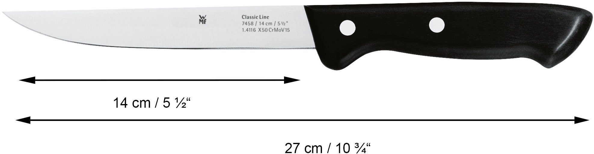 WMF Messerblock CLASSIC LINE (6tlg), Messerklingen aus Spezialklingenstahl