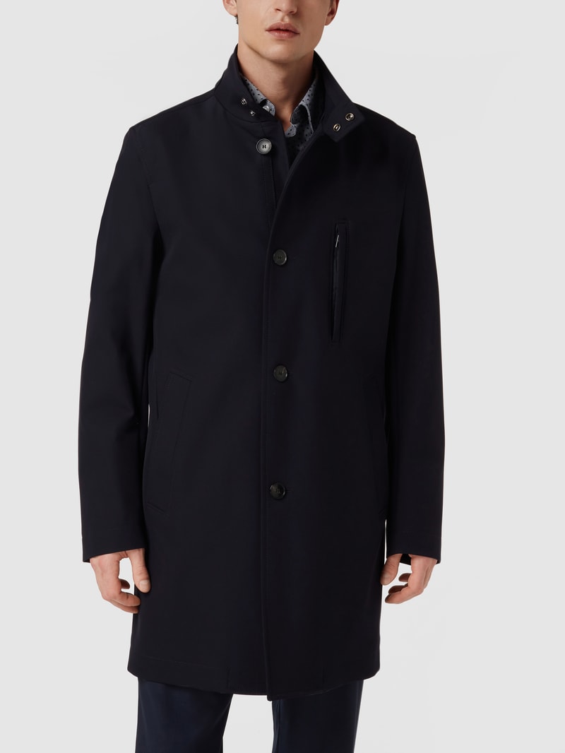 Slim Fit Mantel mit Stehkragen in marineblau