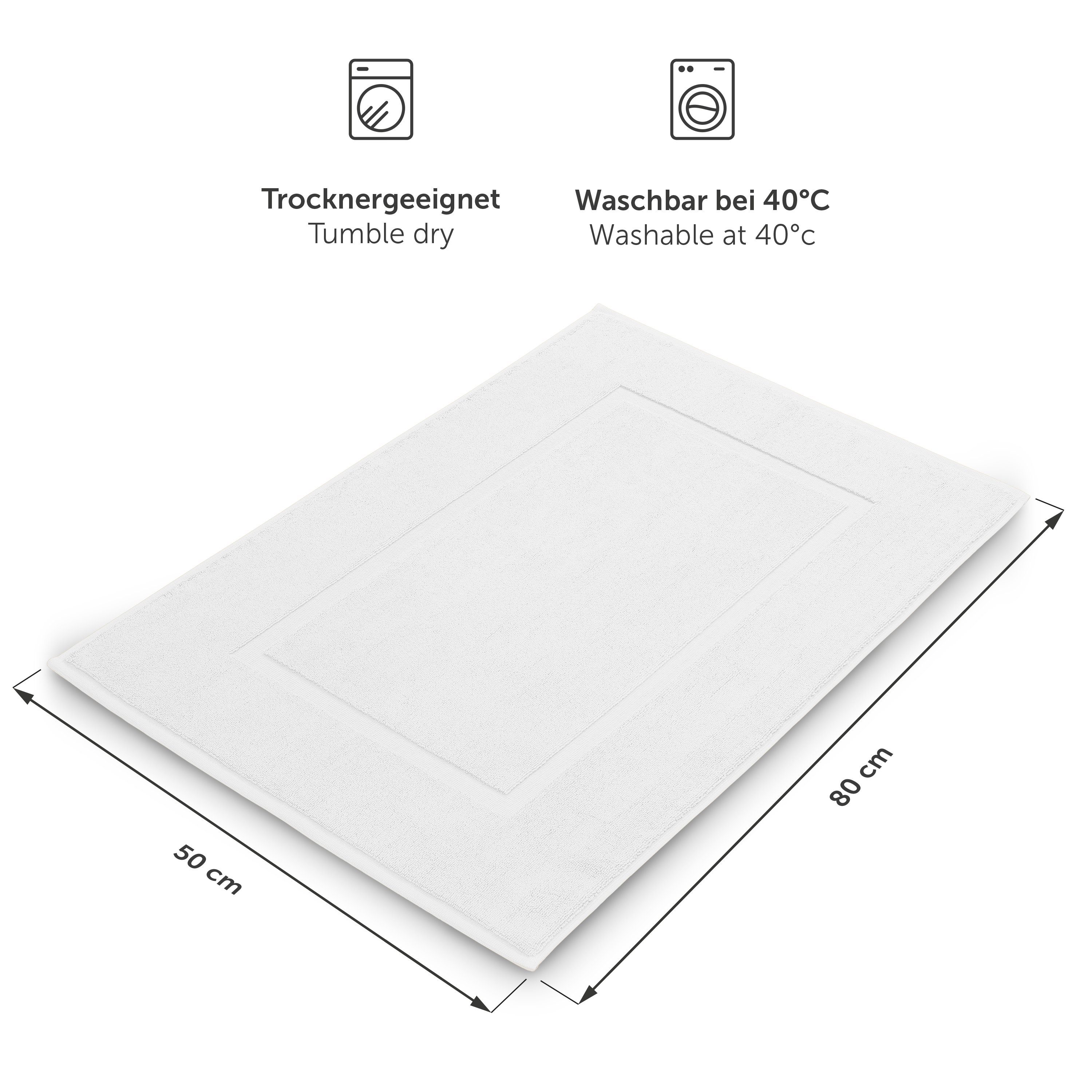 Badematte Blumtal Premium Frottier Badematte Blumtal, strapazierfähig, Baumwolle, Rechteckig, 1. St, Badeteppich, waschbarer Badvorleger 50x80cm, saugstark & weich